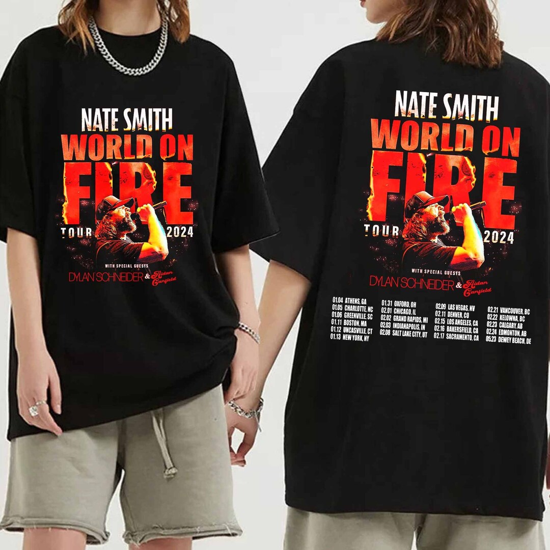 Nate Smith World on Fire Tour 2024 Shirt, Nate Smith Fan Shirt, Nate