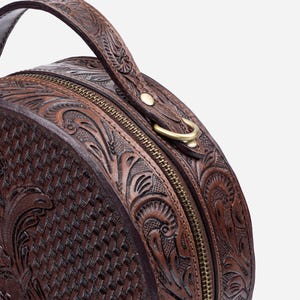 Hand punziert Leder Umhängetasche dunkelbraun Geldbörse Crossbody Taschen Geschenk für sie