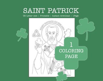 Saint Patrick Coloring Page: Religious Printable (Digital Download pdf)