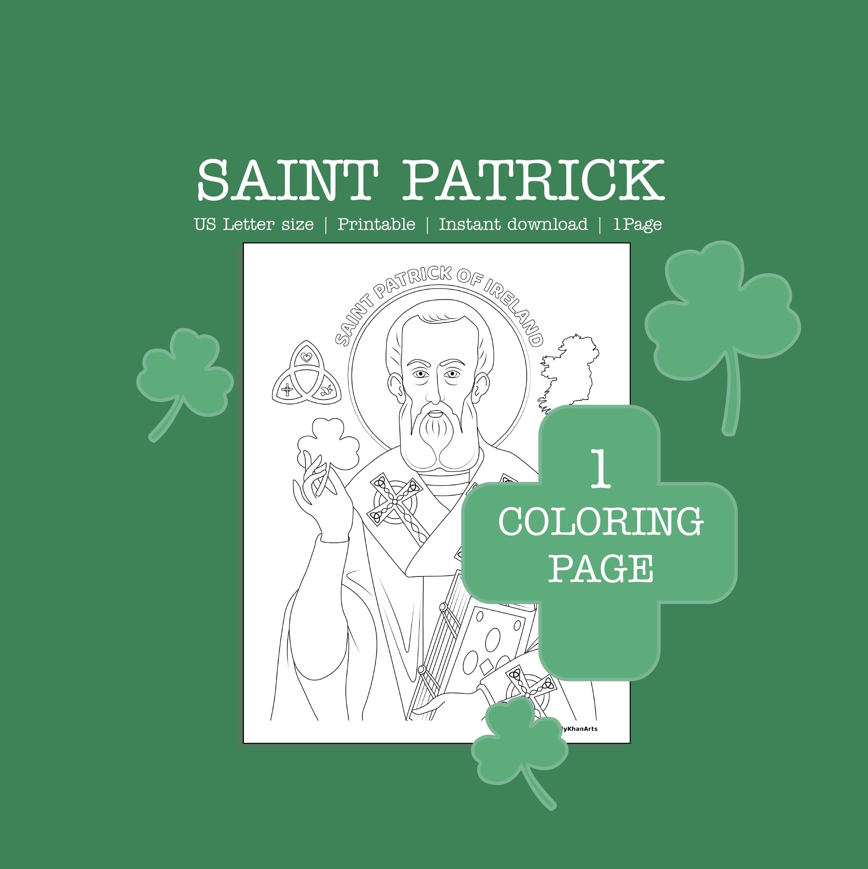 Saint Patrick Coloring Page: Religious Printable (Digital Download pdf)