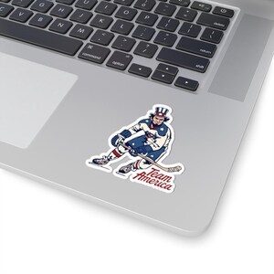 Uncle Sam Hockey Player Sticker | Kiss-Cut Team America Decal USA Olympics bild 2