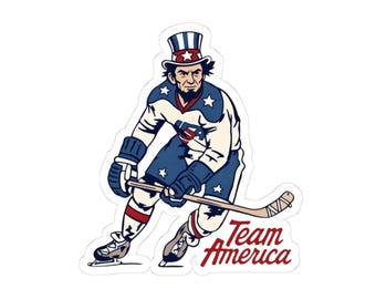 Uncle Sam Hockey Player Sticker | Kiss-Cut Team America Decal USA Olympics