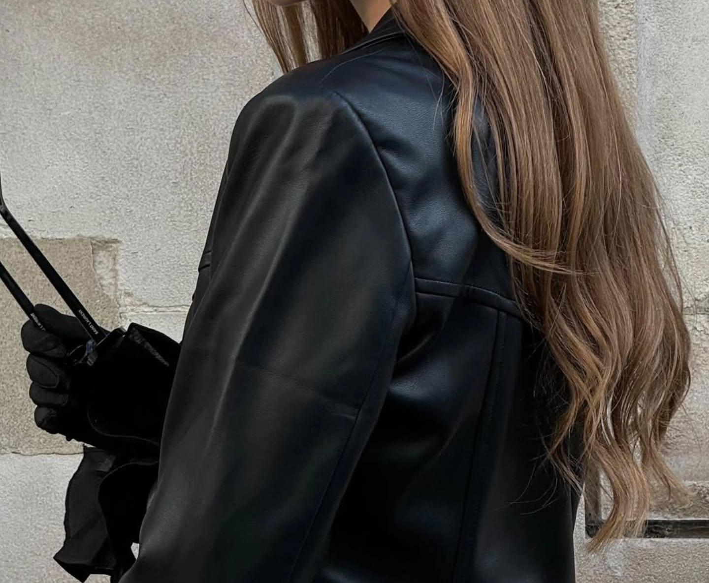 ハンドメイド90年代ヴィンテージブラックシープスキンレザートレンチ