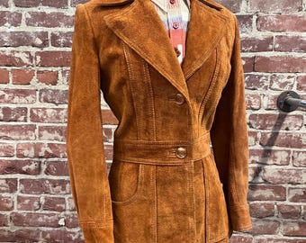 Women's Brown Suede Leather Blazer Coat | Vintage Western Style | Genuine Suede Leather Jacket | Elegant Formal Blazer Perfect Gift