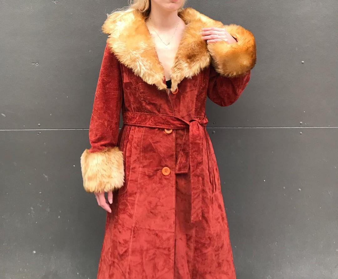 Vintage 90s Shearling Suede Coat: Penny Lane Afghan Style - Etsy