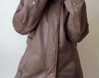 Handmade Suede Sheepskin Shearling Coat: Brown Penny Lane Jacket