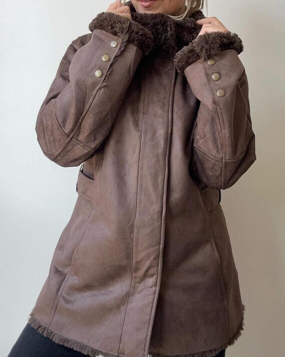 Women Jacket Brown Jacket Suede Leather Jacket Sheepskin Shearling