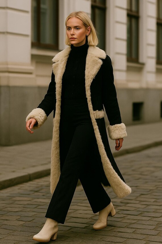 Handmade 70s Afghan Style Sheepskin Suede Coat Penny Lane