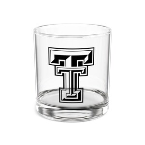 カレッジロックグラス、テキサス工科大学ロゴ、NCAA公式ドリンクカップ、レッドレイダーズファンへのギフト、バーウェア装飾、10オンスウイスキーグラス