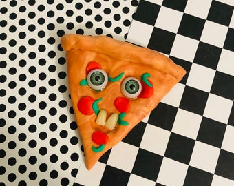 Pizza Paulie the Polymer Clay Button Buddy