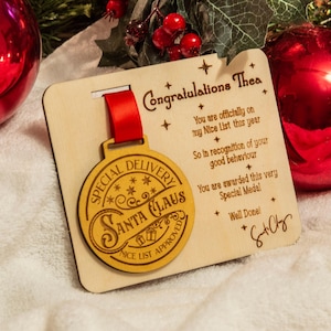 Santa Nice List Medal, Personalised Naughty Or Nice List Decoration, Christmas Eve Gift, Personalised Christmas Gift, Stocking Filler Ideas