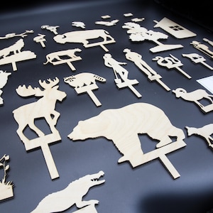 USA Wildlife Puppets,  Shadow Puppets, Wooden Puppet Set, Educational Toy, Woodland Play Set, Story Telling Puppets, American Animal Puppets