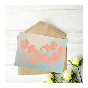 Blank  Card - Tulips, engraved