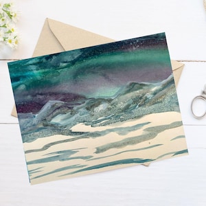 Blank Greeting Card "Northern Lights" - Reproduction of Original Art