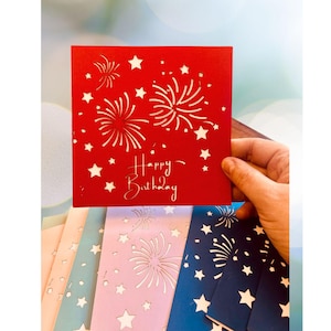 Blank Happy Birthday Card - English or French - multiple colours
