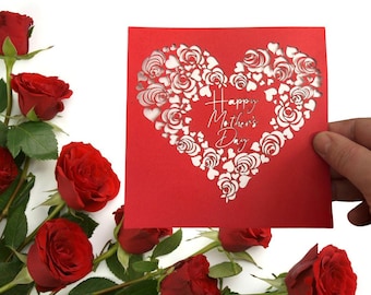Carte vierge pour la fête des mères.  Carte sans texte Bonne fête des mères - anglais ou français - rose ou rouge