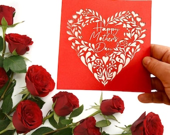 Blank  Happy Mother's Day card.  Carte sans texte Bonne fête des mères- English or French - pink or red