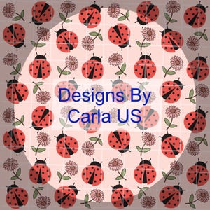 Ladybugs and Flowers Digital Download | Seamless Pattern PNG | Digital Seamless Pattern | PNG File