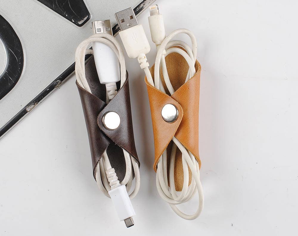 Leather Cord Organizer Cable Organizer Electronics cable Etsy
