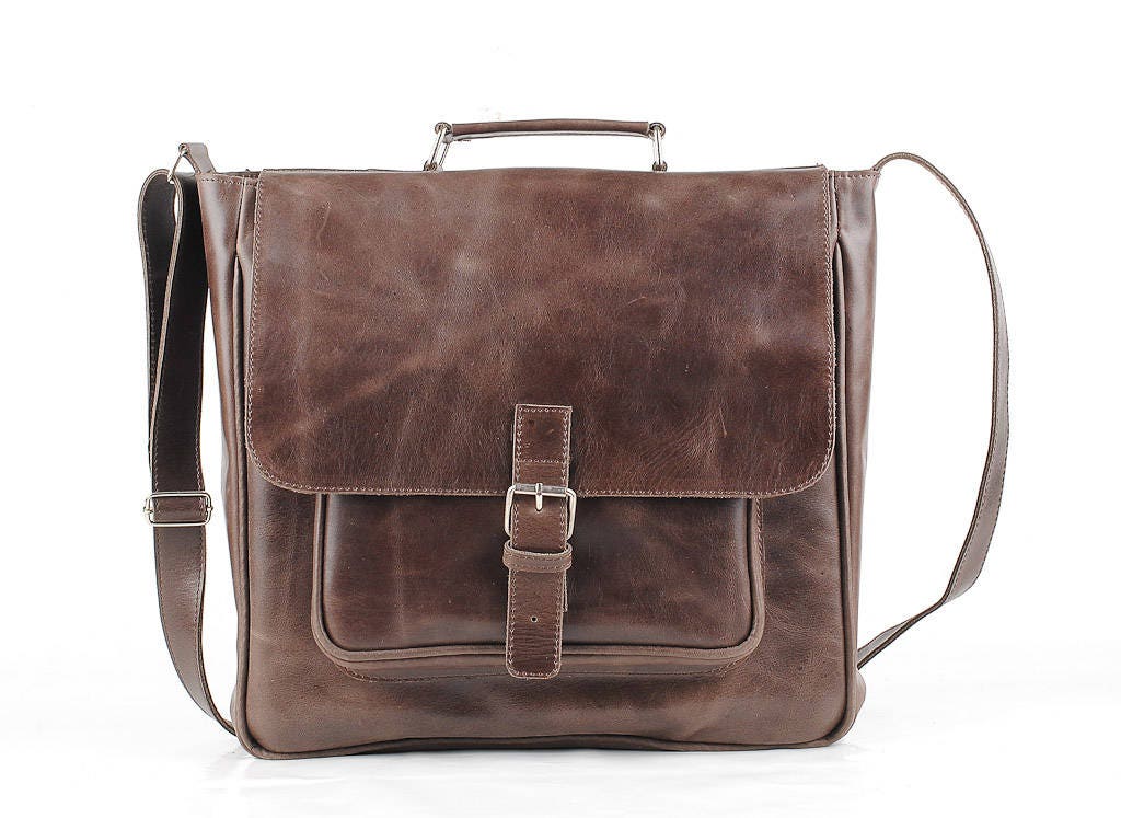 Messenger bag leather bag for Mens laptop bag Brown Leather | Etsy