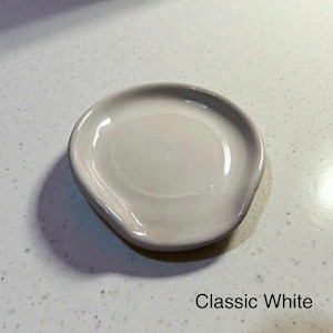 Handmade Ceramic Spoon Rest - Lots of Color Options - Great for spoons, spatulas, and other cooking tools - Dishwasher safe Classic White