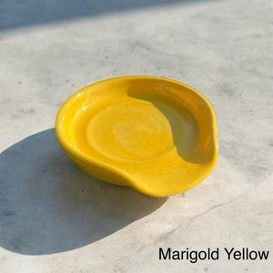 Handmade Ceramic Spoon Rest - Lots of Color Options - Great for spoons, spatulas, and other cooking tools - Dishwasher safe Marigold Yellow