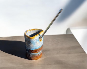 Gobelet de voyage en céramique fait main - Tasse à emporter - Plusieurs choix de couleurs - Idéal pour le café glacé, le yerba mate, le thé, etc. - Lavable au lave-vaisselle