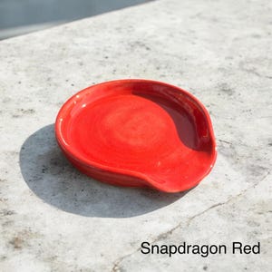 Handmade Ceramic Spoon Rest - Lots of Color Options - Great for spoons, spatulas, and other cooking tools - Dishwasher safe Snapdragon Red