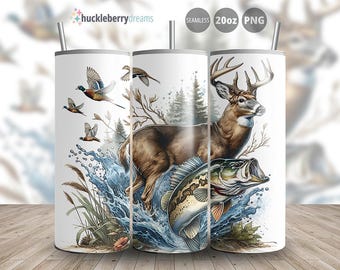 Hirsch Jagd Tumbler Wrap PNG | 20 Unzen dünnes Sublimationsdesign | Rustikale Jagdtasse | Kommerzielle Nutzung