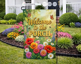 Welcome Floral Garden Flag PNG | 12x18 Sublimation Design (Digital Download)