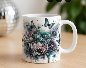 Floral Mug PNG | Floral Mug Wraps | Watercolor Floral Sublimation (Commercial Use)
