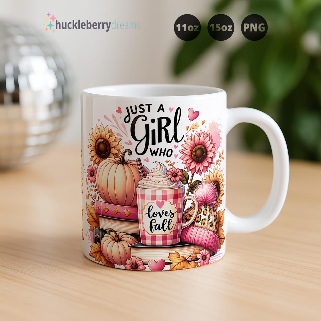 Pink Fall Mug Wraps | Fall Vibes PNG | Autumn Sublimation Design ...