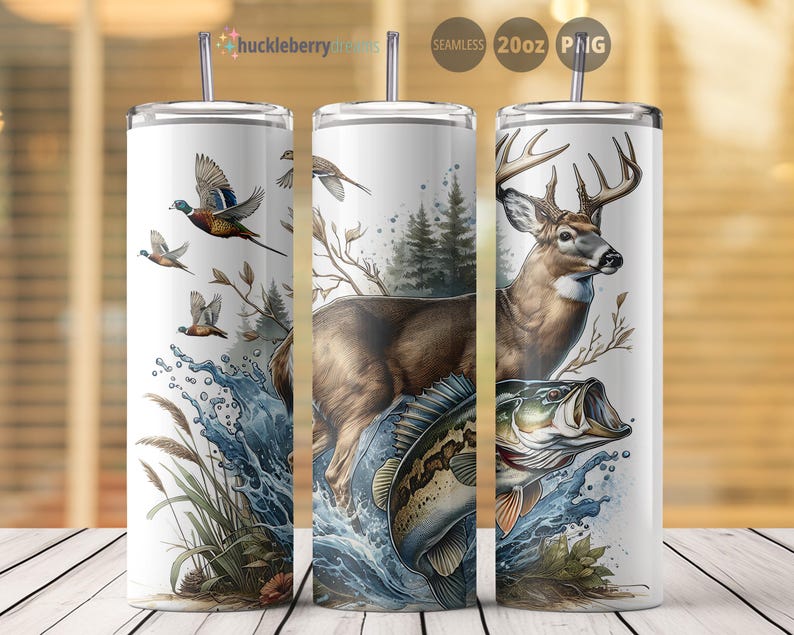 Deer Hunting Tumbler Wrap PNG | 20oz Skinny Sublimation Design | Rustic ...