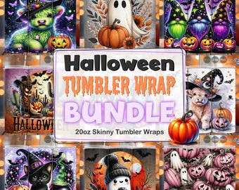Halloween Tumbler Wrap Bundle | Halloween Bundle PNG | 20oz Skinny Tumbler Wraps Sublimation Designs (Commercial Use)