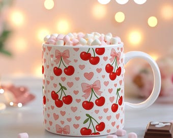 Taza de San Valentín PNG / Cereza PNG / Sublimación de cerezas (uso comercial)