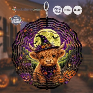 Halloween Cow Windspinner PNG | Garden Wind Spinner Sublimation (Digital Download)