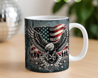 Envoltura de taza patriótica PNG: Diseño de sublimación militar (descarga digital)