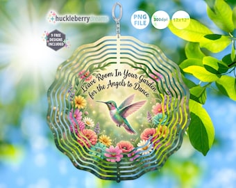 Kolibri-Denkmal Windspiel PNG | Garten Windspiel Sublimation (Digitaler Download)