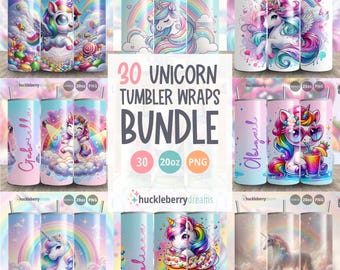 Unicorn Tumbler Wrap Bundle, Unicorn Tumbler, Rainbow Unicorn, Baby Unicorn PNG, Cute Unicorn Wrap, Instant Digital Download, Commercial Use