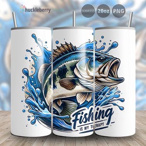 Fishing is My Therapy Tumbler Wrap, visserijsublimatie PNG, grappige visserij 20oz magere Tumbler, Instant Download, Commercieel gebruik