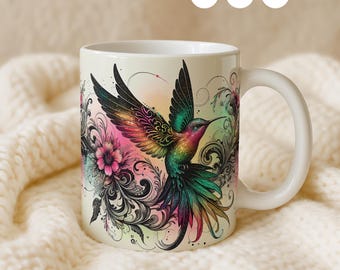 Envoltura de taza de pájaros PNG / Diseño de colibrí / Diseño de sublimación de pájaros (uso comercial)