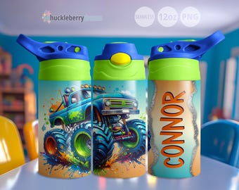 Monster Truck Wrap, Kinder Tumbler Wrap, Jungen Tumbler Wrap, 12 Unzen Flip Top Tumbler, anpassbare Tumbler Wrap, kommerzielle Nutzung