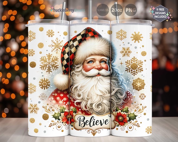 Santa Tumbler, Retro Santa PNG, Holiday Tumbler Wrap, Santa Tumbler Wrap, 20oz Tumbler Wrap PNG, Commercial Use