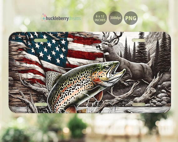 Fishing Hunting Sublimation Digital License Plate, Hunting License Plate, Fishing Sublimation PNG, Instant Download, Commercial Use