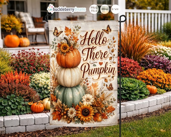 Autumn Garden Flag PNG | 12x18 Sublimation Design (Digital Download)