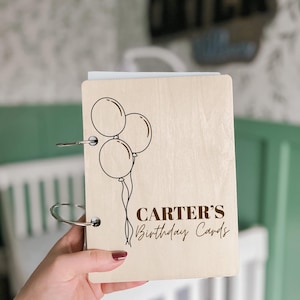 Porte-cartes souvenir | Carte d'anniversaire souvenir | Carnet de cartes personnalisé | Porte-cartes en bois | Couverture de livre en bois | Fête des mères