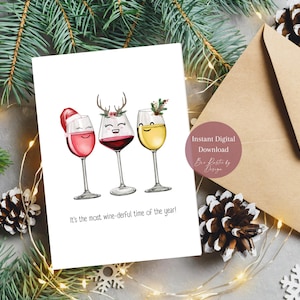 Digital Download - Wein Weihnachtskarte / Weinreiche Zeit des Jahres