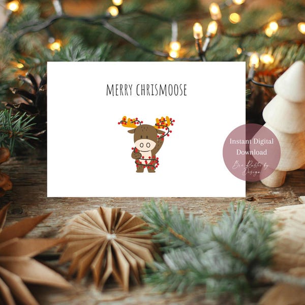 Digital Download - Christmas Card | Merry Chrismoose | Funny