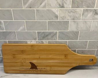 Laser Engraved Bamboo Cheese Board: Sharkcoochie Charcuterie Board