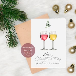 Digital Download - Wein Weihnachtskarte | Frohe Weihnachten an meinen Weinpartner